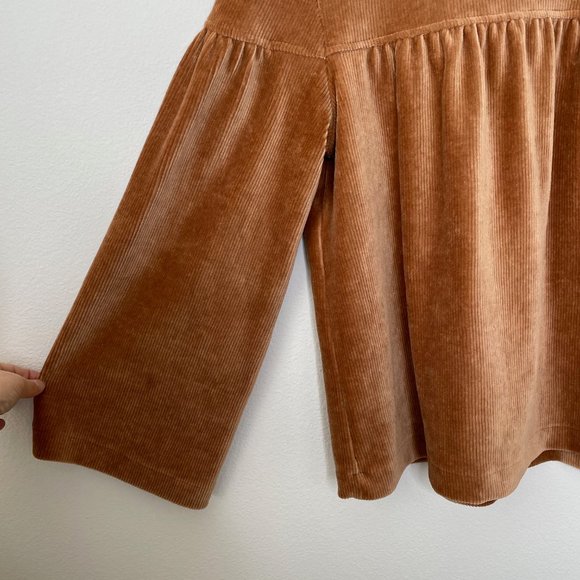 Madewell Texture & Thread Corduroy Swing Top Baby Doll Cognac Boho Pullover - Picture 8 of 14